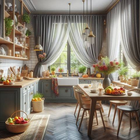 Тюль - невід'ємний елемент дизайну вікон будь-якої кухні | Welwet