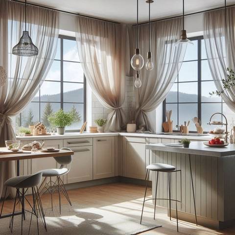 Тюль на кухні грає важливу роль | Welwet