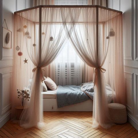 Відділення спальні ніші за допомогою тюлевих штор | Welwet