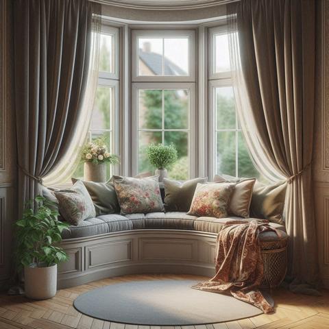 Дизайн штор для еркерного вікна | Welwet