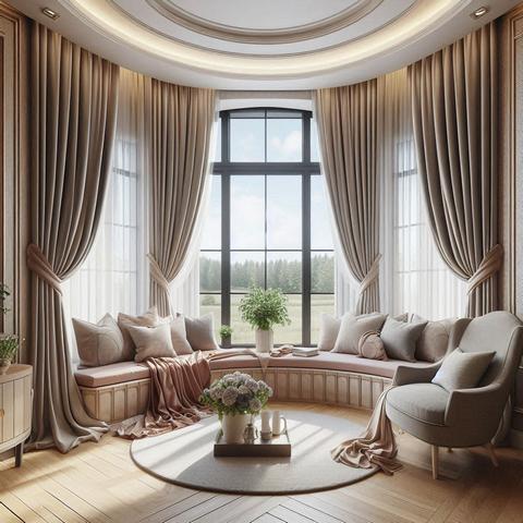 Як вибрати дизайн і стиль штор для еркерного вікна | Welwet